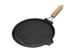 Wildtrak™ Pre-Seasoned Cast Iron Round Skillet/Grill Pan with Wooden Handle 24cm