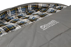 Wildtrak™ Frankland Jumbo Hooded Sleeping Bag, -2 to -7°C, Flannel Inner, Cotton Canvas Outer Shell, Auto Lock Zips, Sewn-through Contruction, Sewn-in Storage Pocket, Storage Bag, Hanging Loops, 90x230cm