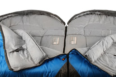 Wildtrak™ Gascoyne Twin Hooded Sleeping Bag, 5-10°C, Single or Double, Breathable Lining, Polyester Ripstop Outer, Auto Lock Zips, Sewn-in Storage Pocket, Hanging Loop, Storage Bag, 90x230cm