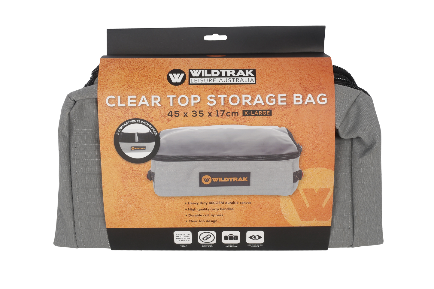 Wildtrak™ Extra Large Clear Top Storage Bag for Camping and 4WD Off-Roading - Heavy-Duty 400gsm Ripstop Canvas