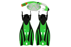 TANGALOOMA KIDS MASK, FIN AND SNORKEL SET - BRIGHT GREEN