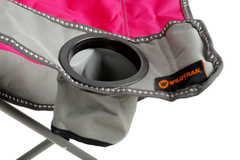 WILDTRAK™ KIDZ Pink/Grey Foldable Camp Chair, Easy Clean Fabric, Drink Holder, Locking Device to Secure Legs into Place, Weight Rated 100kg, Carry Bag with Shoulder Strap