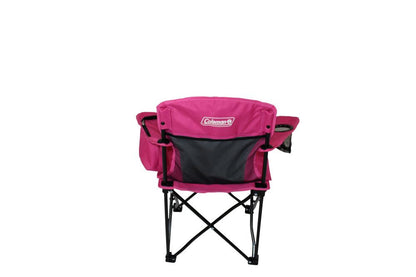 COLEMAN ™ Fyrefly Pink Kids Chair, Glow in the Dark, Padded Back Rest, Foldable, Locking Frame, Insulated Arm Cooler, Mesh Drink Holder, Storage Pocket, Compact Quad Design, 600D Polyester, Carry Bag with Shoulder Strap