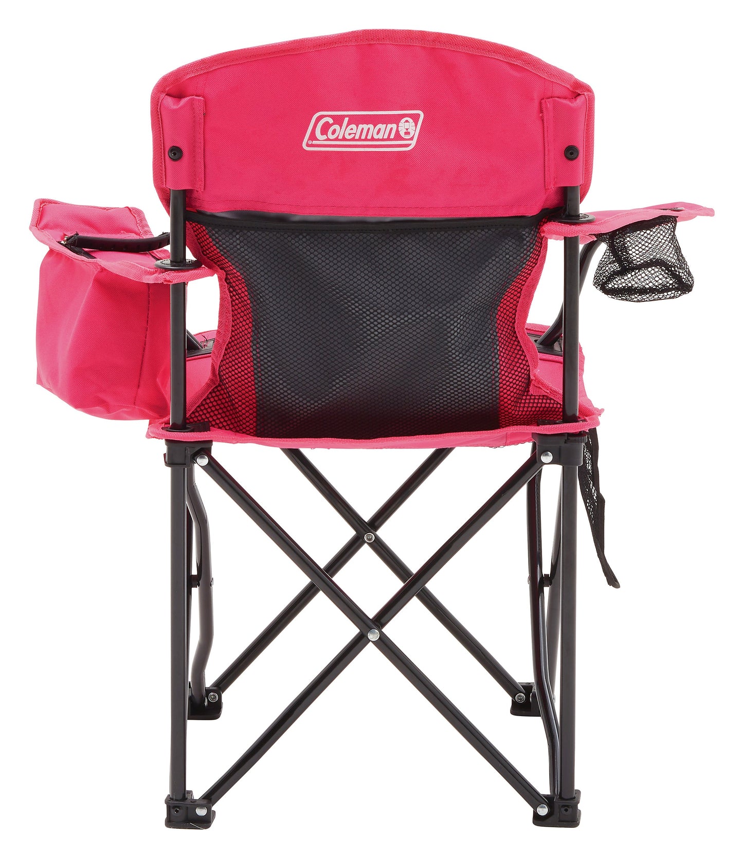 COLEMAN ™ Fyrefly Pink Kids Chair, Glow in the Dark, Padded Back Rest, Foldable, Locking Frame, Insulated Arm Cooler, Mesh Drink Holder, Storage Pocket, Compact Quad Design, 600D Polyester, Carry Bag with Shoulder Strap