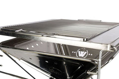 Wildtrak™ Frontier 45cm Heavy Duty 304 Grade Stainless Steel Folding BBQ Firepit with Adjustable Grill includes Canvas Storage Carry Bag with Handles