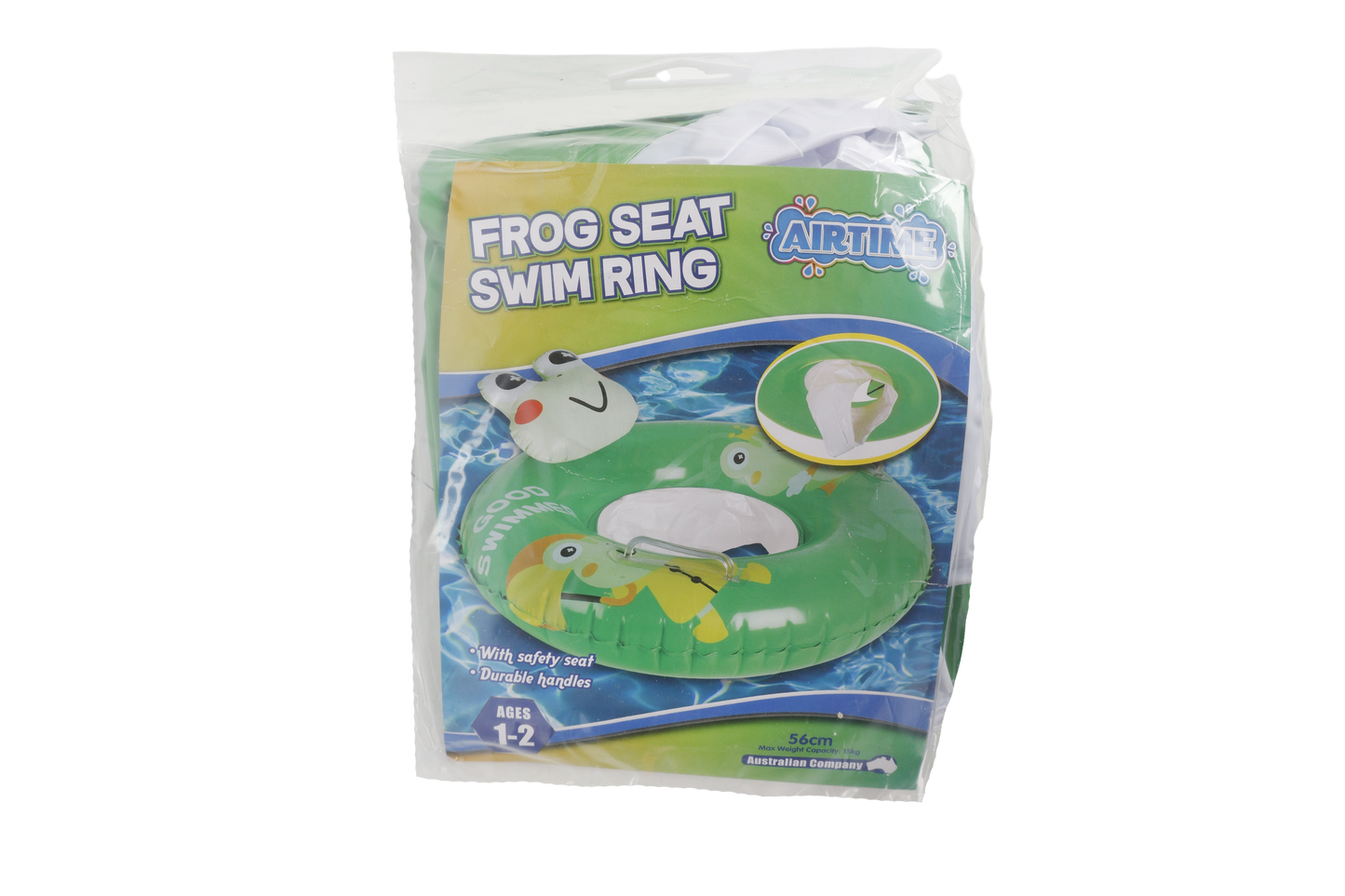 AirTime™ Kids Inflatable Frog Swim Ring with Seat 56cm - Ages 1-2yrs