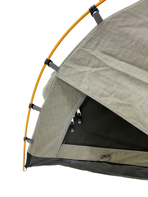 Wildtrak™ Double Trakker Easy Setup Swag 420gsm Heavy Duty Ripstop Canvas, Ultra Fine Mesh, Aluminium Poles, High Density Foam Mattress, Weatherproof, Durable, Carry Bag with Handles 145x210cm