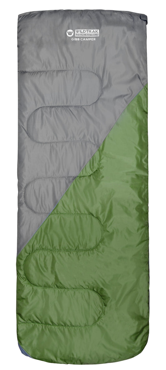 Wildtrak™ Gibb Sleeping Bag, 10-15°C, Breathable Lining, Auto Locking Zip, Sewn-through Construction, Sewn in Pocket, Hanging Loop (70 x 180cm)