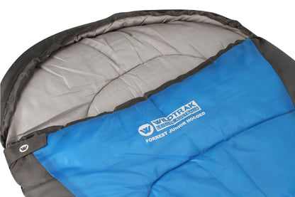 Wildtrak™ Forrest KIDS Youth Hooded Sleeping Bag, 5-10°C, Breathable Lining, Ripstop Fabric, Auto Lock Zips, Sewn-in Storage Pocket, Hanging Loop, Storage Bag, 65x205cm