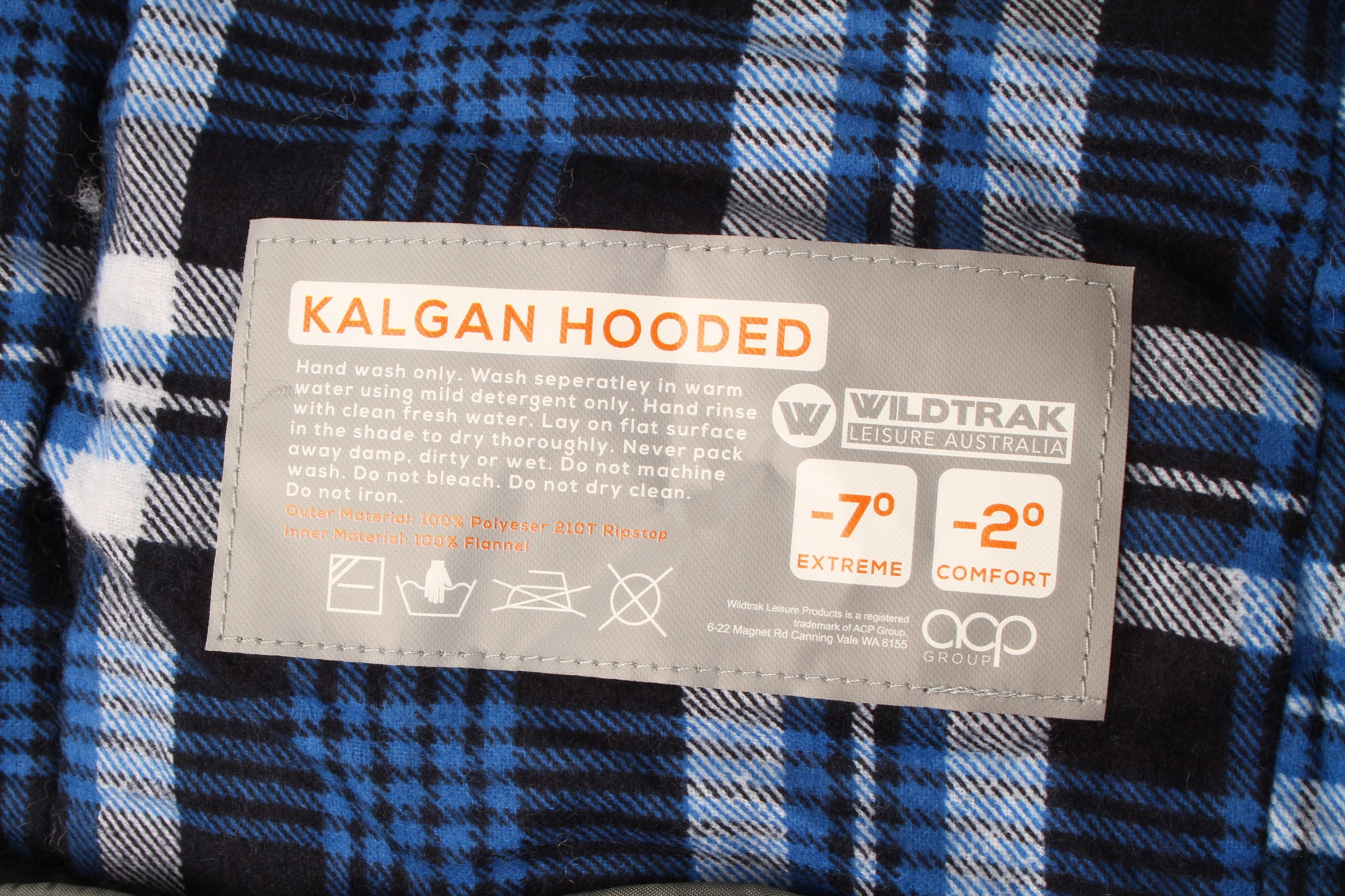 Wildtrak™ Kalgan Hooded Sleeping Bag, -2 to -7°C, Breathable Flannel Lining, Polyester Ripstop Outer, Auto Lock Zips, Sewn-in Storage Pocket, Hanging Loop, Storage Bag, 80x220cm