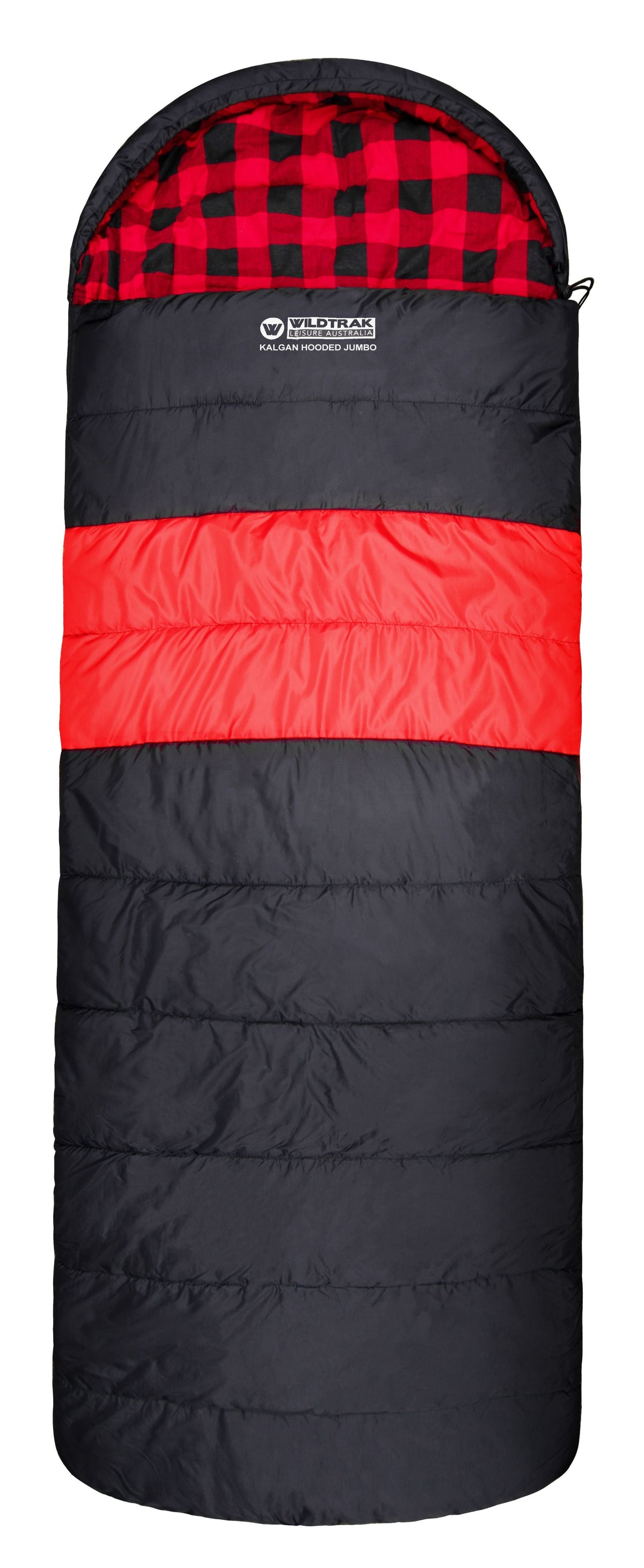 Wildtrak™ Kalgan Jumbo Hooded Sleeping Bag, -2 to -7°C, Breathable Flannel Lining, Polyester Ripstop Outer, Auto Lock Zips, Sewn-in Storage Pocket, Hanging Loop, Storage Bag, 90x230cm