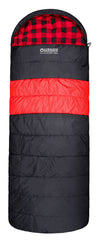 Wildtrak™ Kalgan Jumbo Hooded Sleeping Bag, -2 to -7°C, Breathable Flannel Lining, Polyester Ripstop Outer, Auto Lock Zips, Sewn-in Storage Pocket, Hanging Loop, Storage Bag, 90x230cm