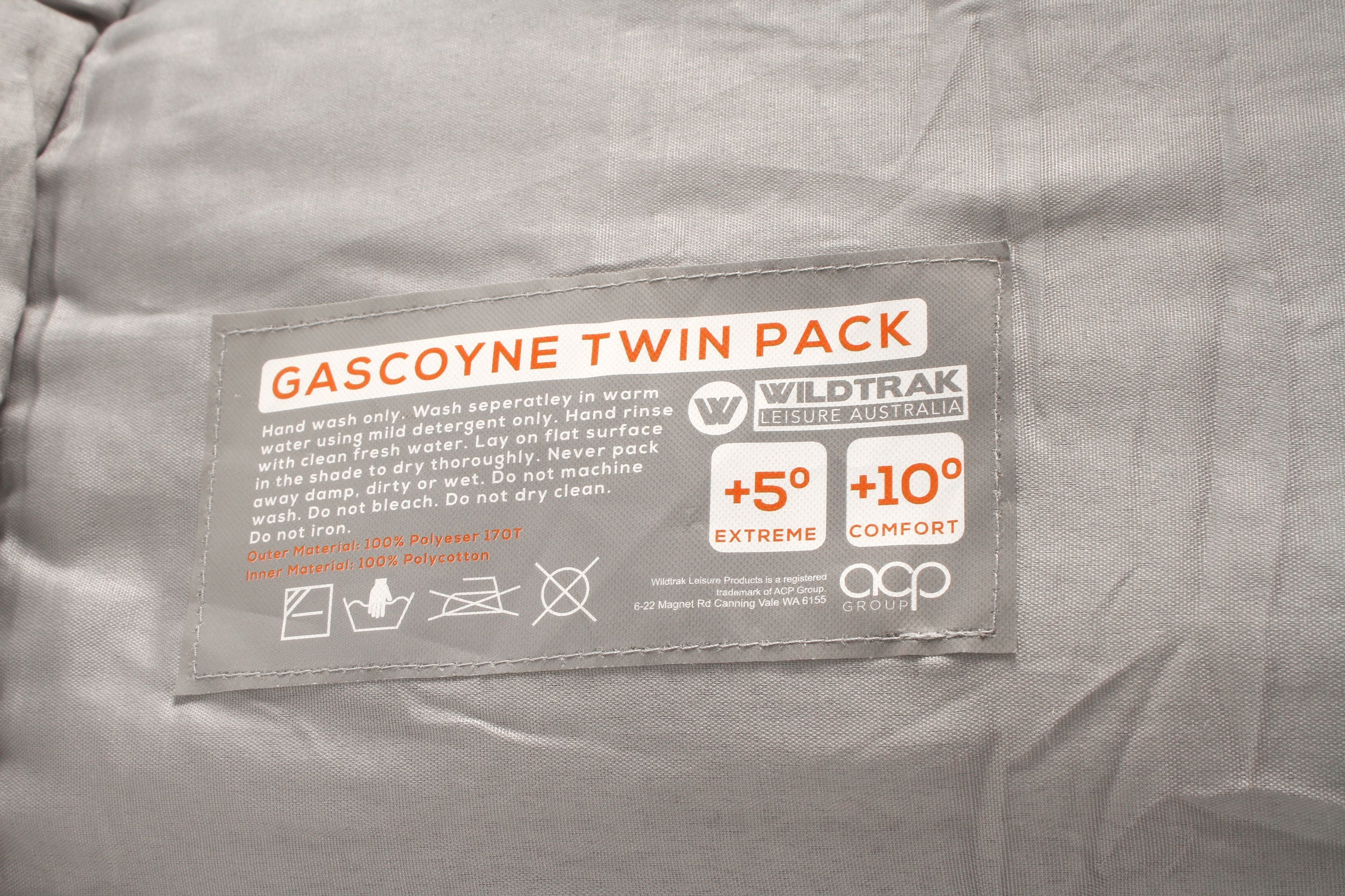 Wildtrak™ Gascoyne Twin Hooded Sleeping Bag, 5-10°C, Single or Double, Breathable Lining, Polyester Ripstop Outer, Auto Lock Zips, Sewn-in Storage Pocket, Hanging Loop, Storage Bag, 90x230cm