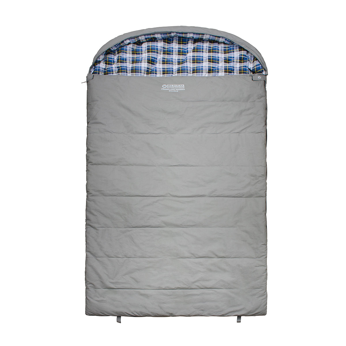 Wildtrak™ Frankland Double Hooded Sleeping Bag, -2 to -7°C, Flannel Inner, Cotton Canvas Outer Shell, Auto Lock Zips, Sewn-through Contruction, Sewn-in Storage Pocket, Storage Bag, Hanging Loops, 120x230cm