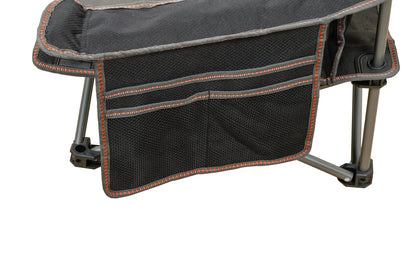 Wildtrak™ Valley Event Chair with Large Storage Pocket, Drink Holder, Cushioned Back, Adjustable Arm, High-Tensile Steel Frame, Weight Rated 120kg, Headrest Storage Pocket, Carry Bag with Shoulder Strap