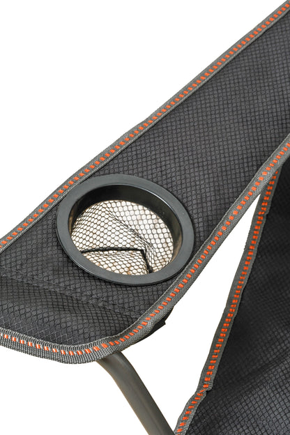 Wildtrak™ Valley Event Chair with Large Storage Pocket, Drink Holder, Cushioned Back, Adjustable Arm, High-Tensile Steel Frame, Weight Rated 120kg, Headrest Storage Pocket, Carry Bag with Shoulder Strap