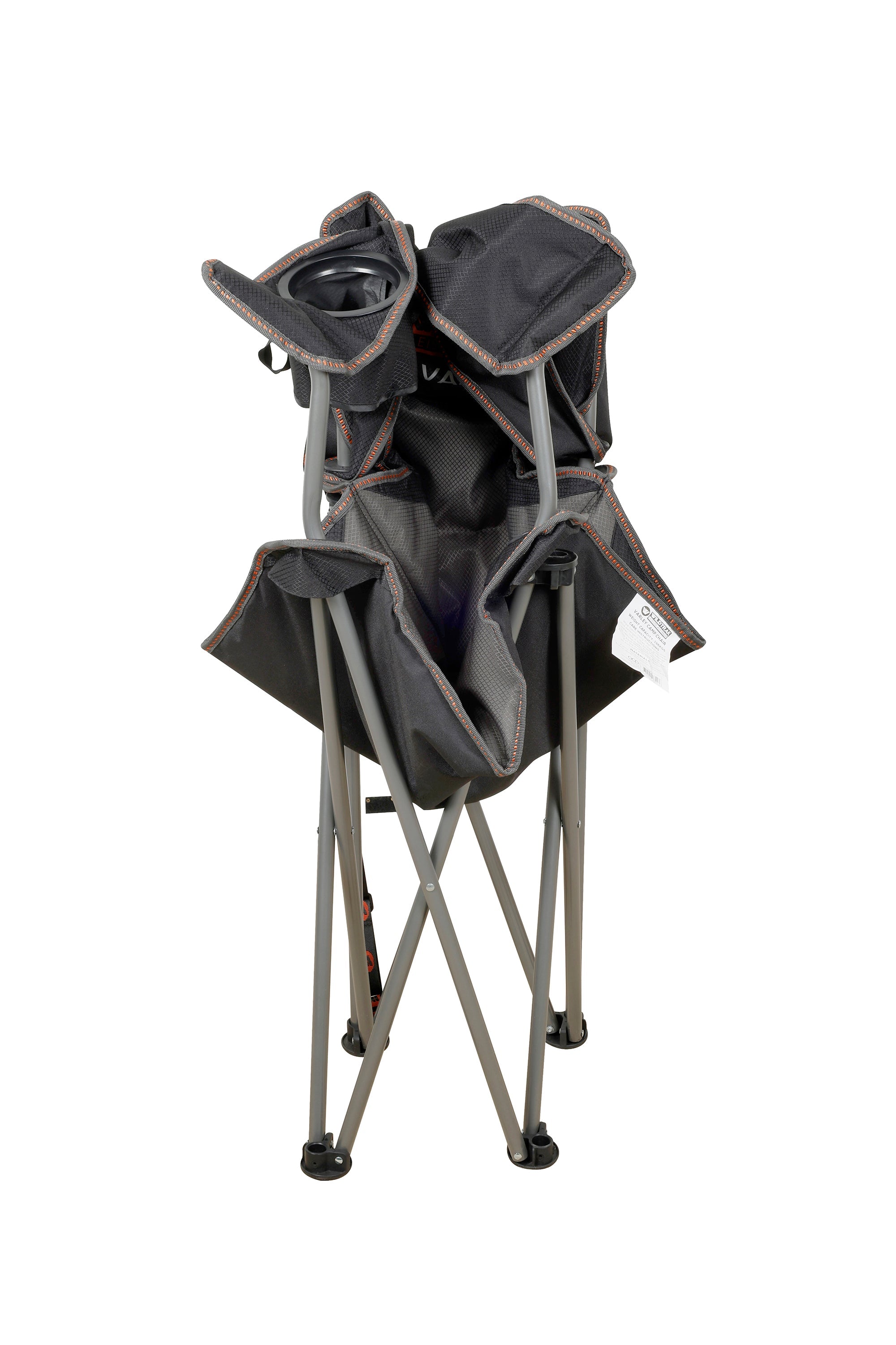 Wildtrak™ Varley Camp Chair with High-tensile Steel Frame, Cushioned Back Rest, Drink Holder, Weight Rated 136kg, Headrest Storage Pocket , Carry Bag with Shoulder Strap