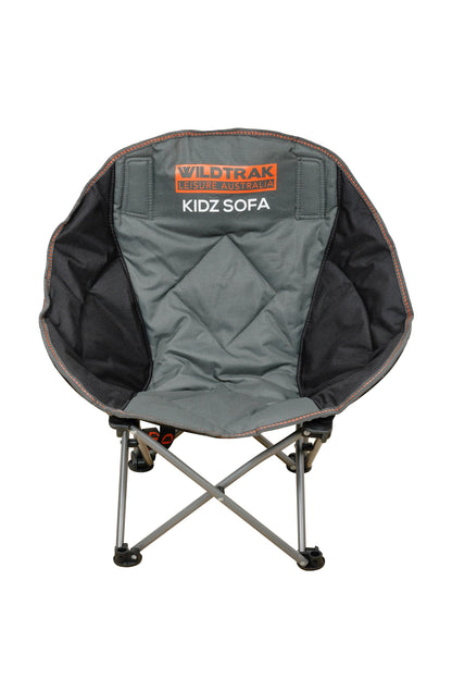 WILDTRAK™ KIDS Youth Extra Wide Sofa Camp Chair, Foldable, Cushioned, Easy Clean Fabric, Shoulder Strap, Weight Rated 102kg, Zippered Pocket for Bag Storage, Carry Bag with Shoulder Strap