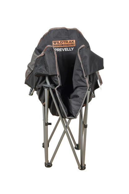 WILDTRAK™ Deluxe Prevelly Foldable Camp Chair, Fully Cushioned, Extra Wide Comfort Seat, Drink Holder, Weight Rated 136kg, Carry Bag with Shoulder Strap