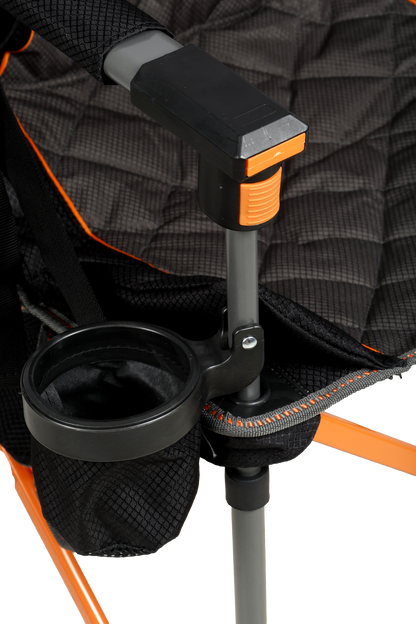 WILDTRAK™ Deluxe Nannup Foldable Camp Chair, Cushioned Seat & Back Rest, Wine Glass Holder, Media Storage Pocket, Adjustable Lumbar Support, Zippered Storage Pocket for Carry Bag with Shoulder Strap, Weight Rated 200kg Camping and Events