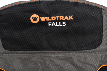 WILDTRAK™ Falls Event Foldable Camp Chair, Slight Recline, Cushioned Seat & Back Rest, High Back, Drink Holder, Media Storage Pocket, Padded Arms, Low Rise, Weight Rated 135kg, Carry Bag with Shoulder Strap