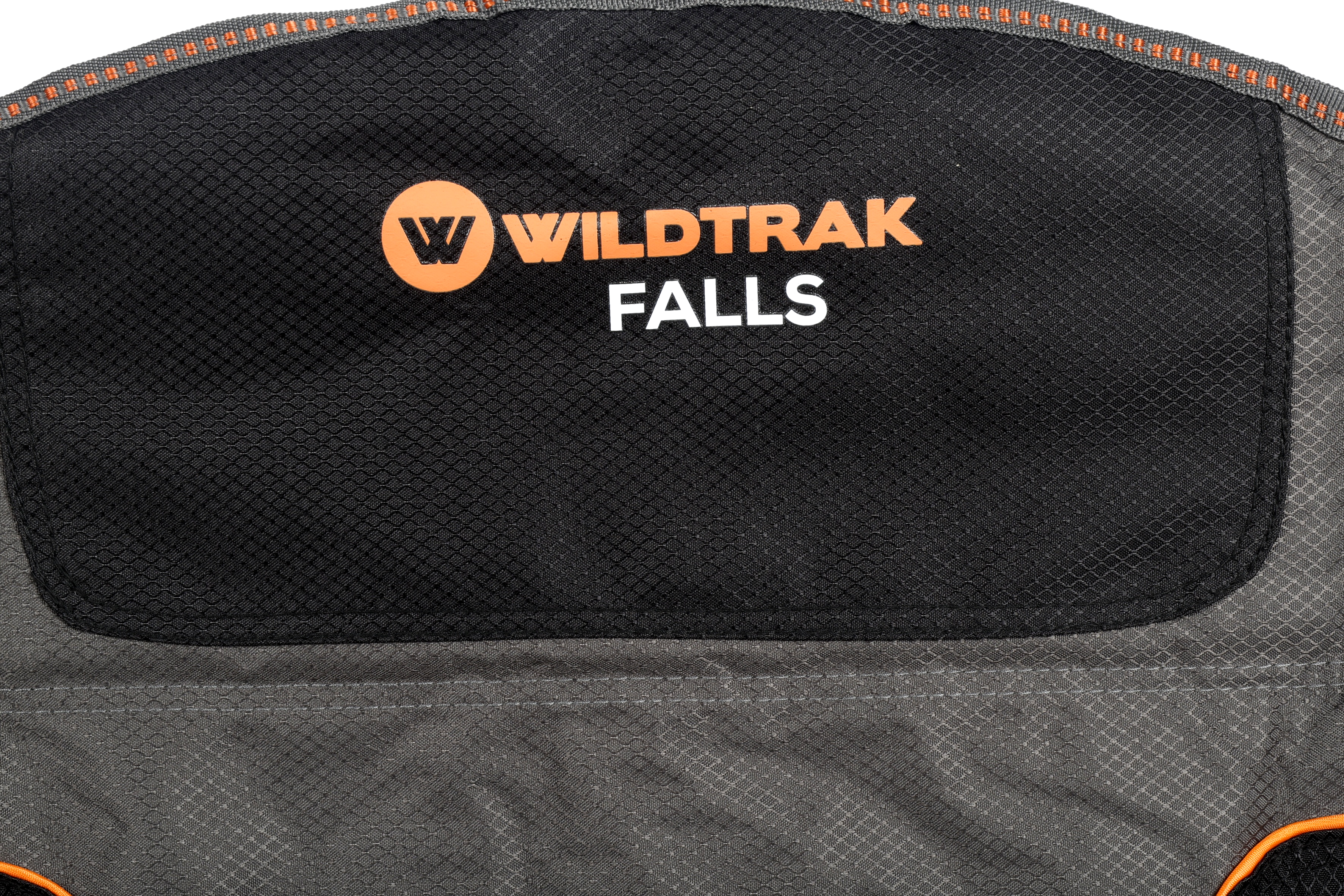 WILDTRAK™ Falls Event Foldable Camp Chair, Slight Recline, Cushioned Seat & Back Rest, High Back, Drink Holder, Media Storage Pocket, Padded Arms, Low Rise, Weight Rated 135kg, Carry Bag with Shoulder Strap