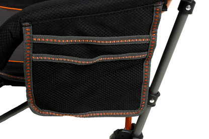 WILDTRAK™ Falls Event Foldable Camp Chair, Slight Recline, Cushioned Seat & Back Rest, High Back, Drink Holder, Media Storage Pocket, Padded Arms, Low Rise, Weight Rated 135kg, Carry Bag with Shoulder Strap