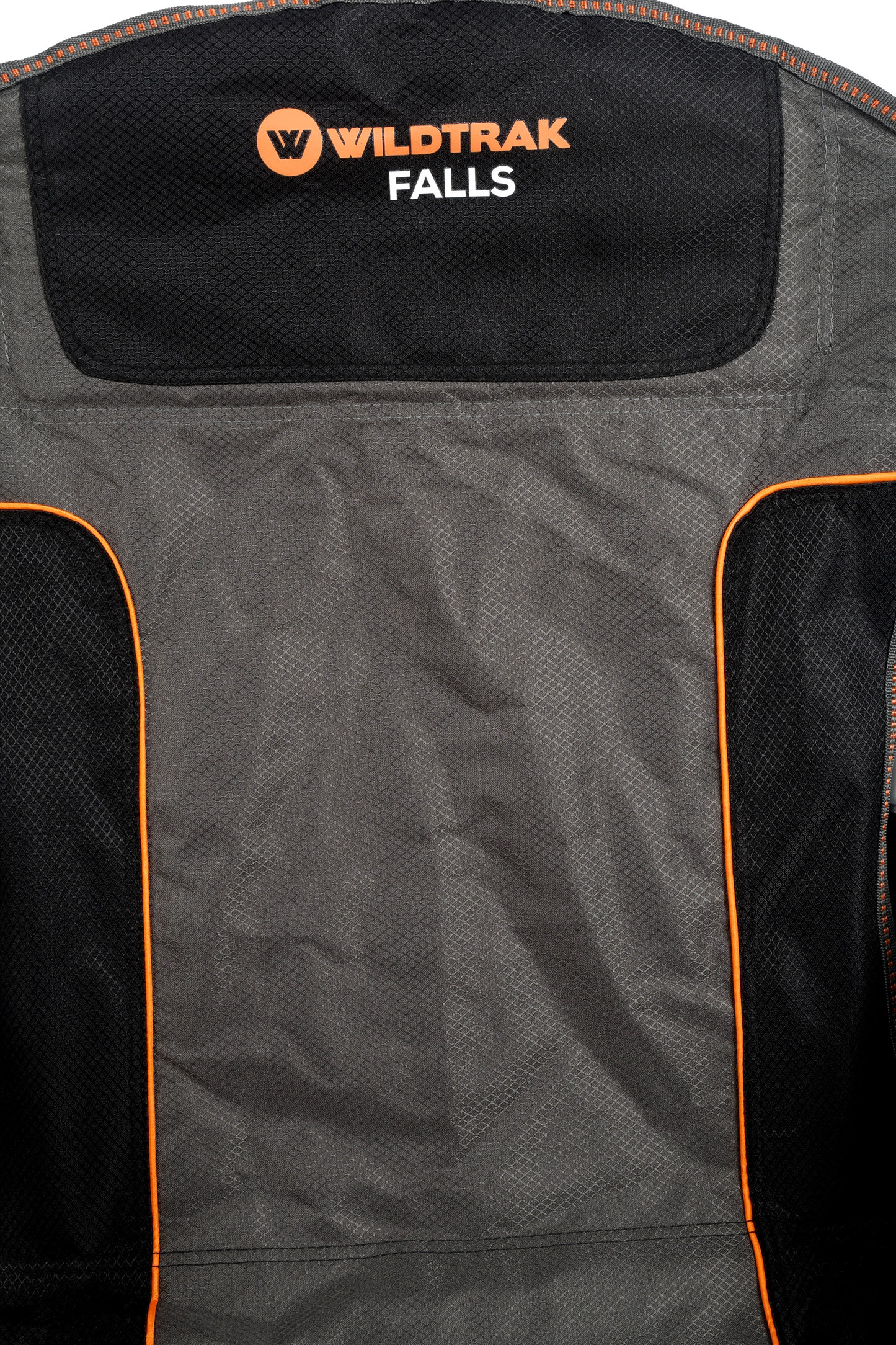 WILDTRAK™ Falls Event Foldable Camp Chair, Slight Recline, Cushioned Seat & Back Rest, High Back, Drink Holder, Media Storage Pocket, Padded Arms, Low Rise, Weight Rated 135kg, Carry Bag with Shoulder Strap