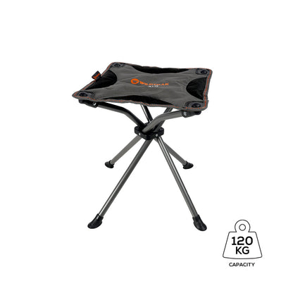 WILDTRAK™ AYR Foldable 4Leg, Compact, Lightweight, Padded Seat, Stool, Camp Chair, Weight Rated 120kg, Carry Bag with Shoulder Strap