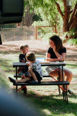 Wildtrak™ 3pc Picnic Table & Bench Set, Vacuum Moulded, Auto Lock, Folds Flat for Storage, Carry Handle, Great for Families, Camping Outdoors