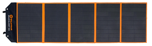 Wildtrak™ 300W Folding Solar Blanket (A-Grade with ETFE Coating, Built in Stand, IP65 Waterproof & Carry Bag) for Off-Grid Living, Camping, 4WD & Caravan Adventures