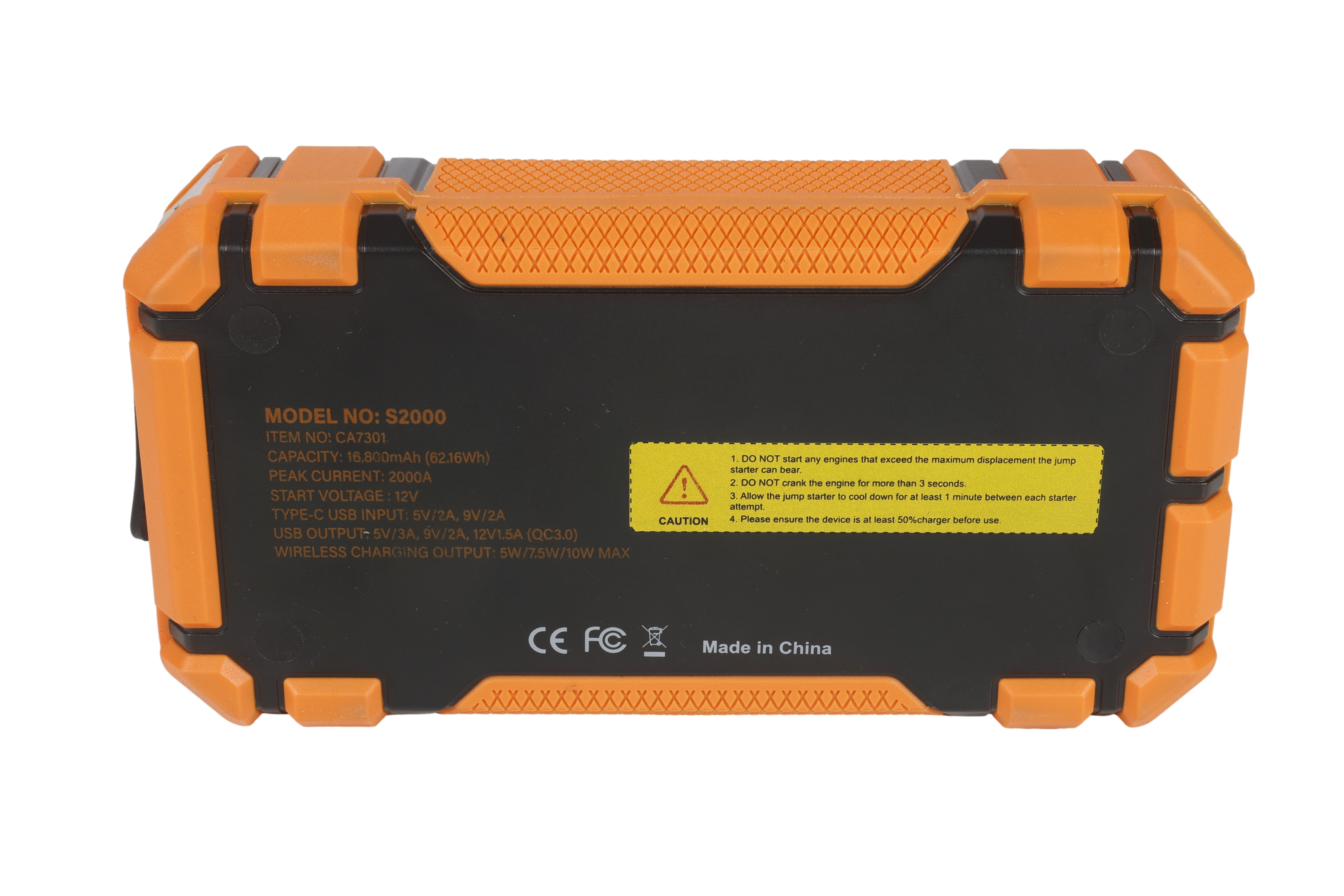 Wildtrak™ Heavy-Duty 2000A 16KMAH HP Lithium Car & 4WD Jump Starter Power Bank (Petrol & Diesel) with Case, USB C Port & Wireless Charging