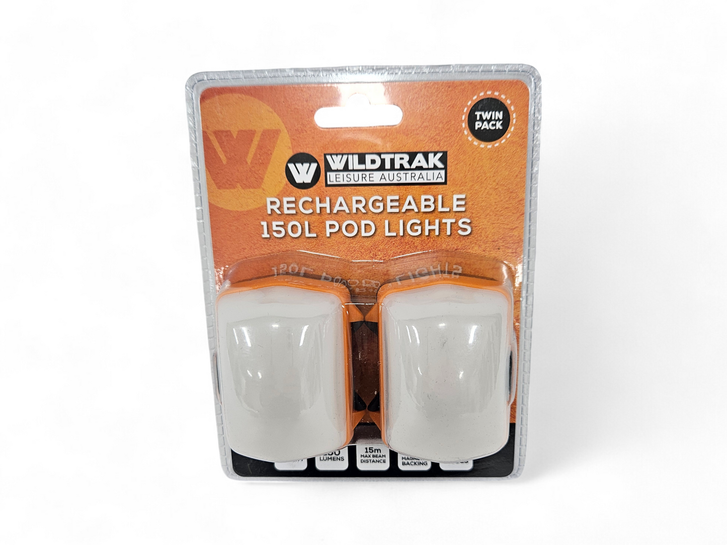 Wildtrak™ Pod Light Twin Pack, Rechargeable, Magnetic Base, Multi Light Modes inc Amber, Dust & Water Resistant