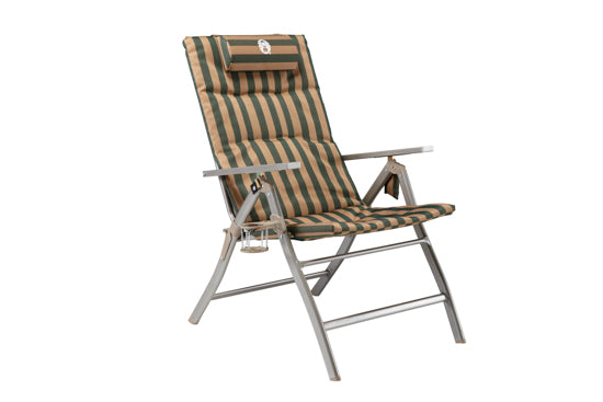 Coleman™ Classic 5 Position Reclining Camp Chair with Padded Seat, Fold Flat, Head Rest, Drink Holder 130kg