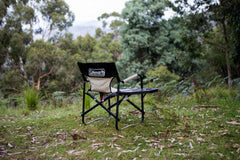 Coleman™ Flat Fold Steel Oversized Directors Chair with Side Table, Storage Pocket, Drink Holder