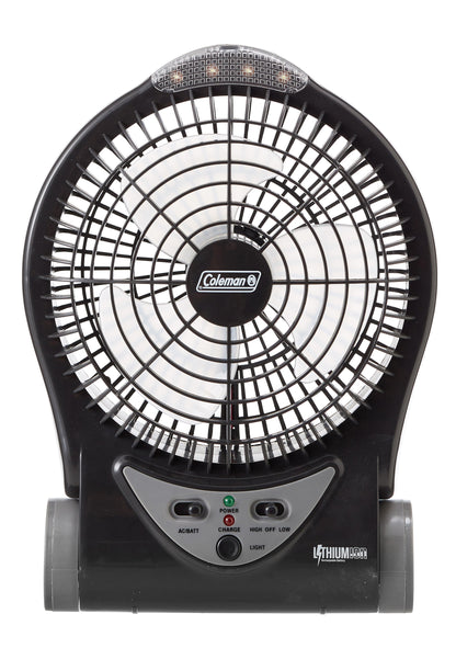 Coleman™ 240V/12V Rechargeable Lithium Ion Fan with LED Lights 6 Inch/15cm