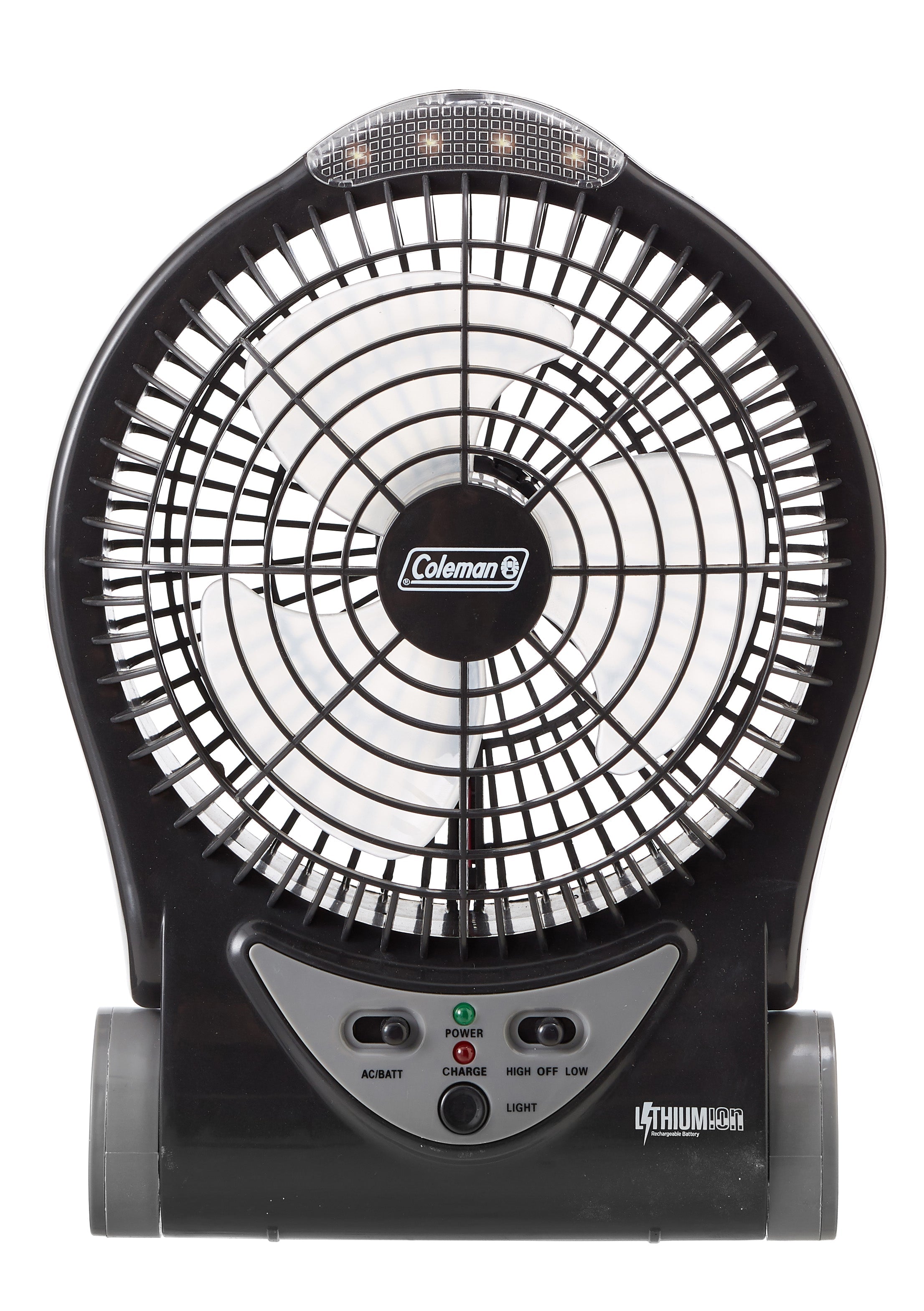 Coleman™ 240V/12V Rechargeable Lithium Ion Fan with LED Lights 6 Inch/15cm