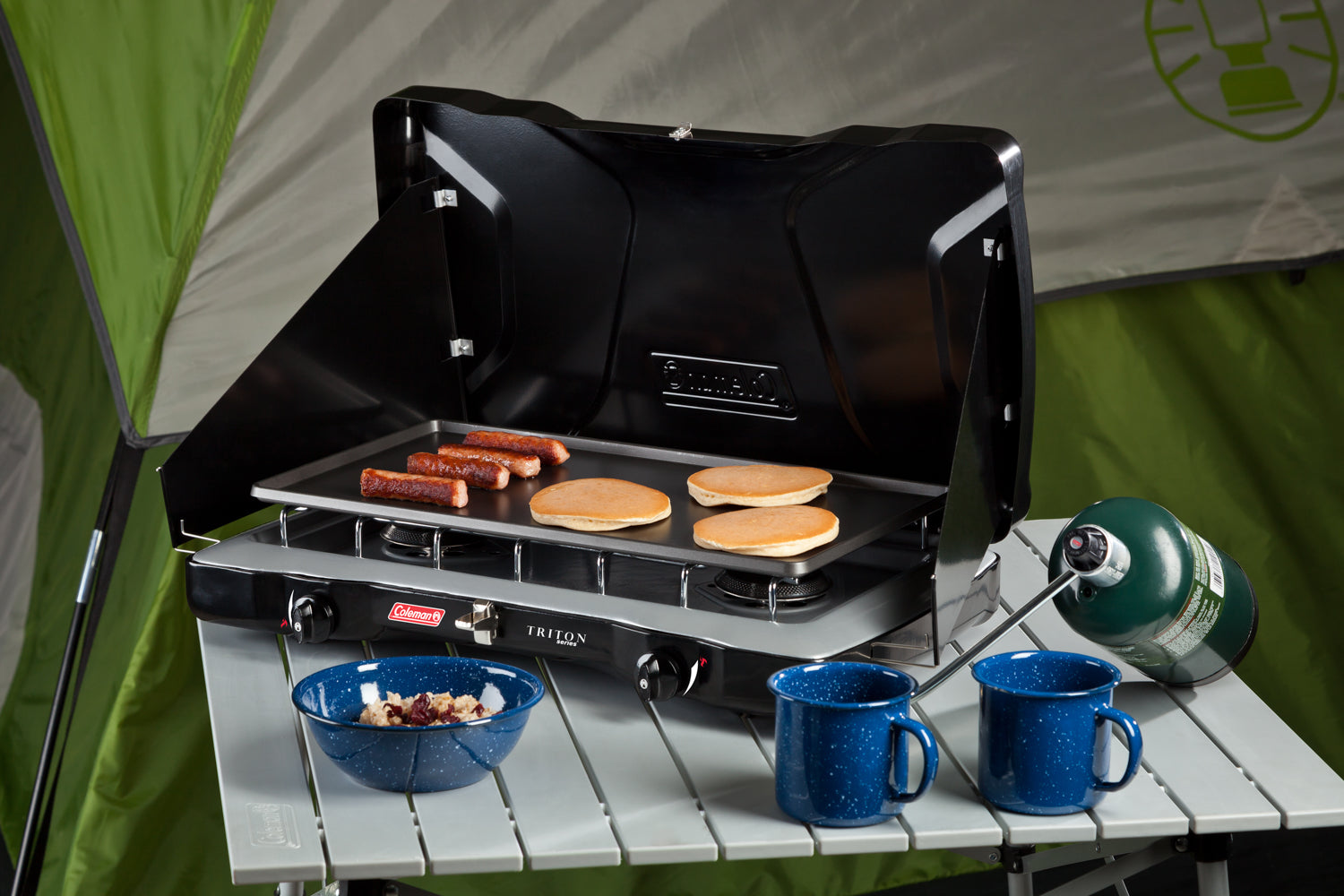 Coleman Triton™ 2 Burner Stove, PerfectHeat Technology, 22000 BTUs, Wind Guards, Durable, Rust Resistant