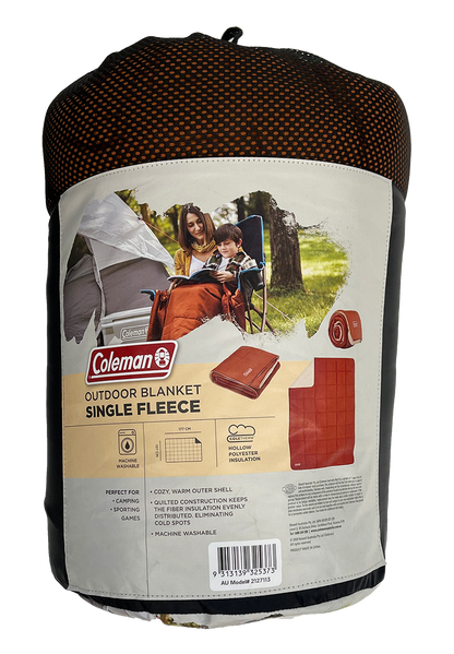 Coleman™ Plush Fleece Blanket, Quilt Construction, 180T Brushed Polyester Shell, Coletherm™ Hollow Polyester Filling,Temp Rating: 0°C, 152 x 66 cm