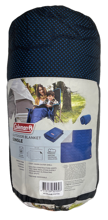 Coleman™ Plush Blanket, Quilt Construction, 180T Brushed Polyester Shell, Coletherm™ Hollow Polyester Filling, Temp Rating: 5°C, 153 x 66cm