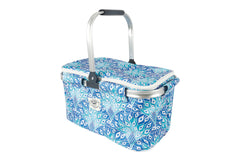 Good Vibes™ Insulated Market Cooler Bag, Aluminium Frame, Fully Zipped, Collapsible - Peacock Paradise