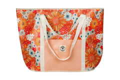 Good Vibes™ Jumbo Shopping Tote Beach Bag, Dual Handle, Waterproof & Lightweight - Retro Summer