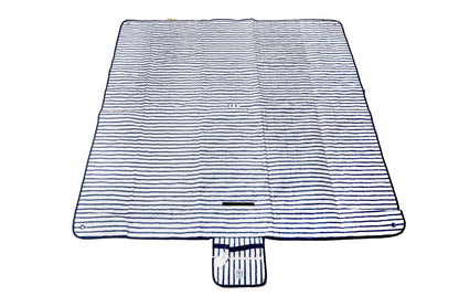 Good Vibes™ 2x2m Premium Picnic Mat Blanket, Waterproof Base, Carry Strap, Storage Pocket, 4 Ground Pegs - Mediterranean
