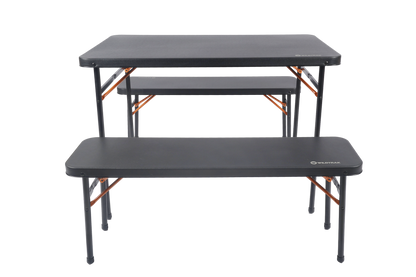 Wildtrak™ 3pc Picnic Table & Bench Set, Vacuum Moulded, Auto Lock, Folds Flat for Storage, Carry Handle, Great for Families, Camping Outdoors