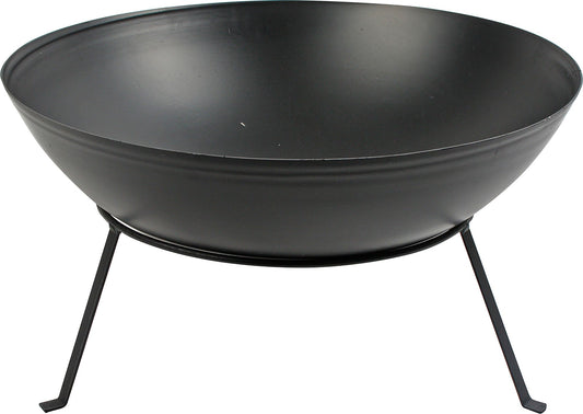 Ignite 58cm Round Steel Firepit/Planter Bowl with Feet, Ideal for Camping & Outdoor Areas -  Black