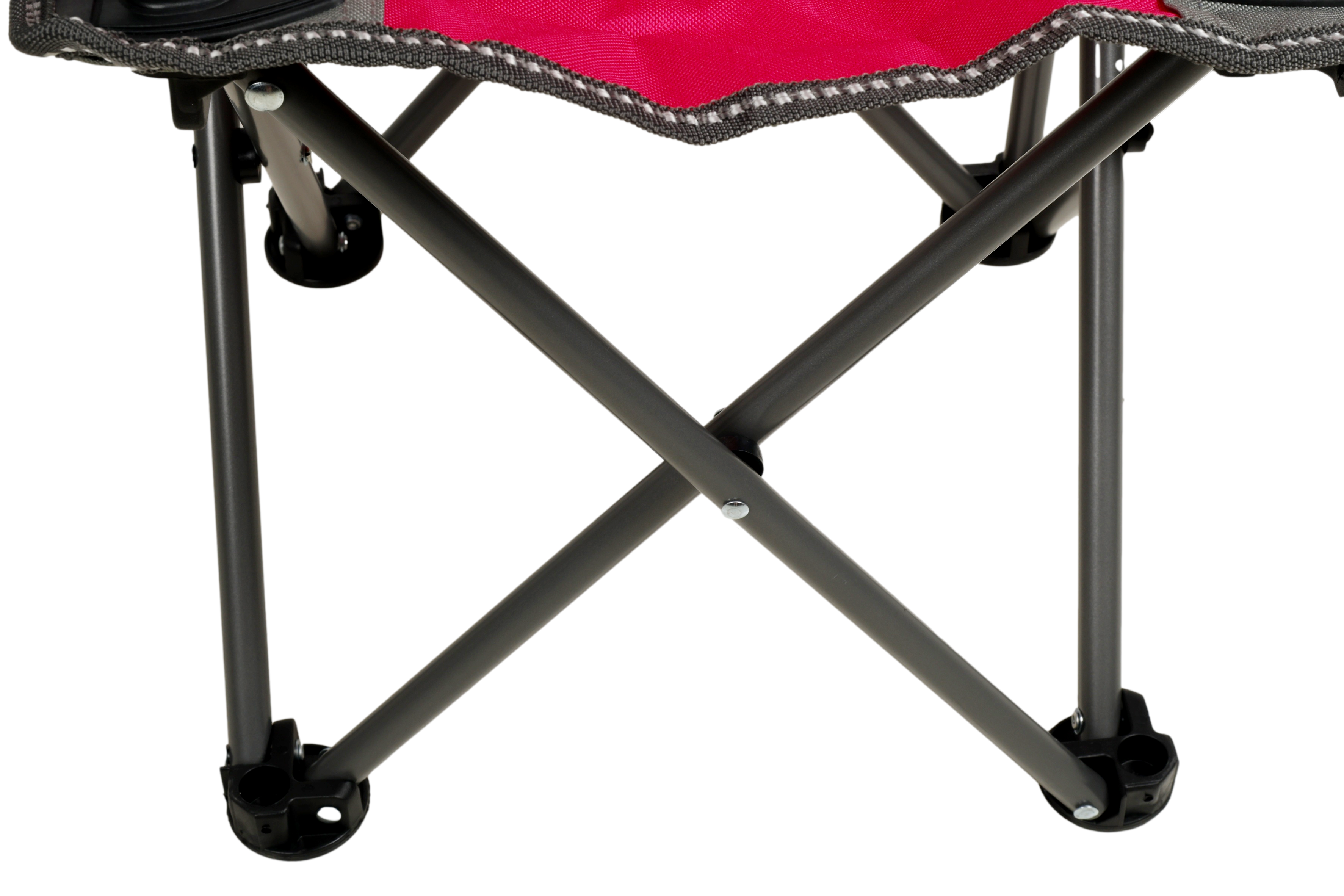 WILDTRAK™ KIDZ Pink/Grey Foldable Camp Chair, Easy Clean Fabric, Drink Holder, Locking Device to Secure Legs into Place, Weight Rated 100kg, Carry Bag with Shoulder Strap
