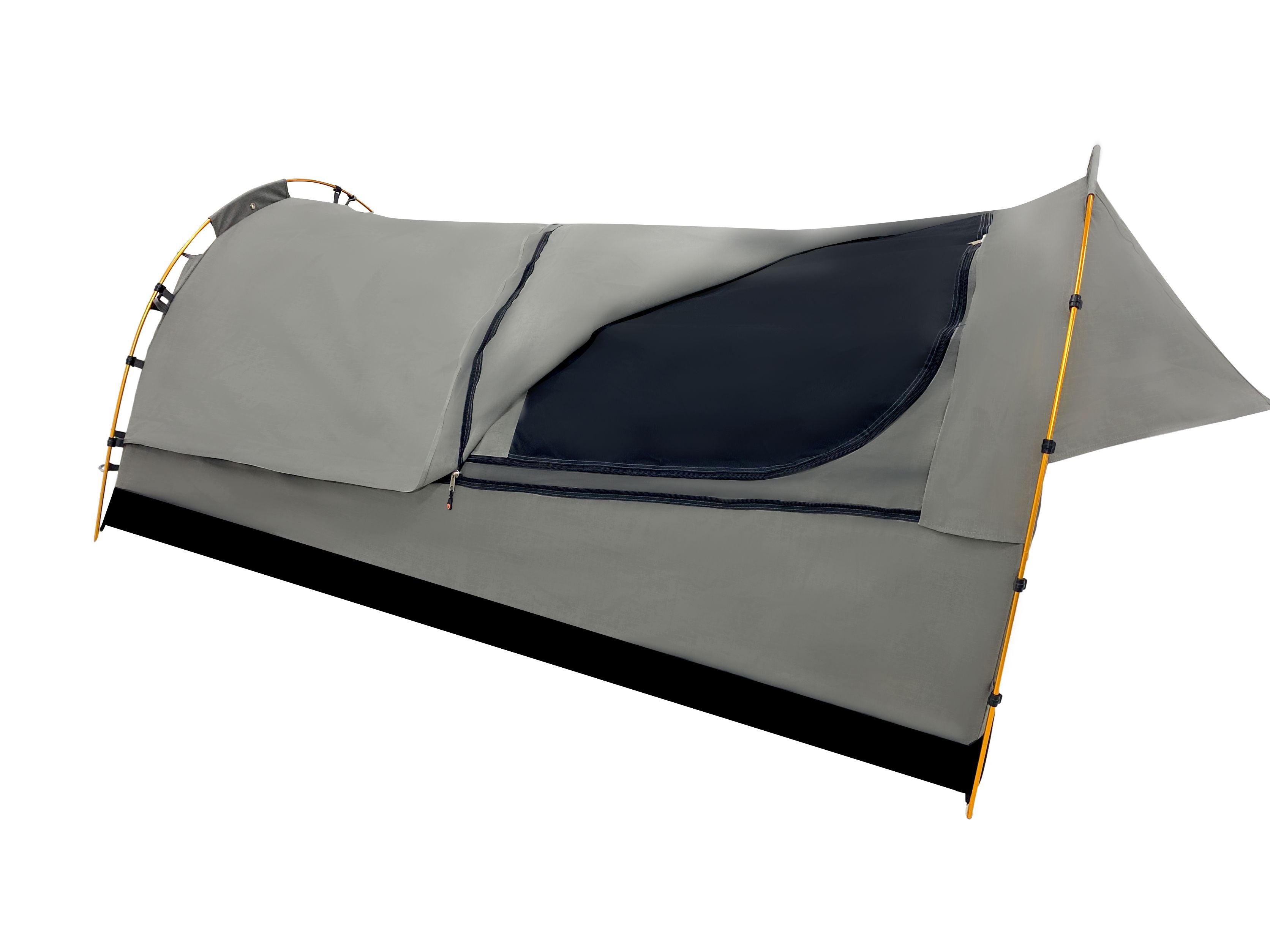 Wildtrak™ Double Trakker Easy Setup Swag 420gsm Heavy Duty Ripstop Canvas, Ultra Fine Mesh, Aluminium Poles, High Density Foam Mattress, Weatherproof, Durable, Carry Bag with Handles 145x210cm