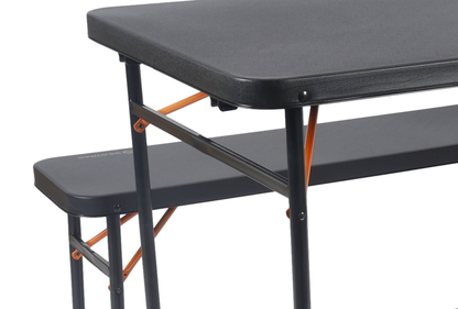 Wildtrak™ 3pc Picnic Table & Bench Set, Vacuum Moulded, Auto Lock, Folds Flat for Storage, Carry Handle, Great for Families, Camping Outdoors