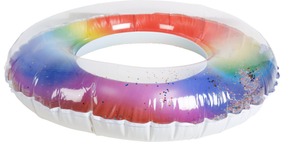 AirTime™ Large Inflatable Swim Ring Rainbow Glitter 78cm