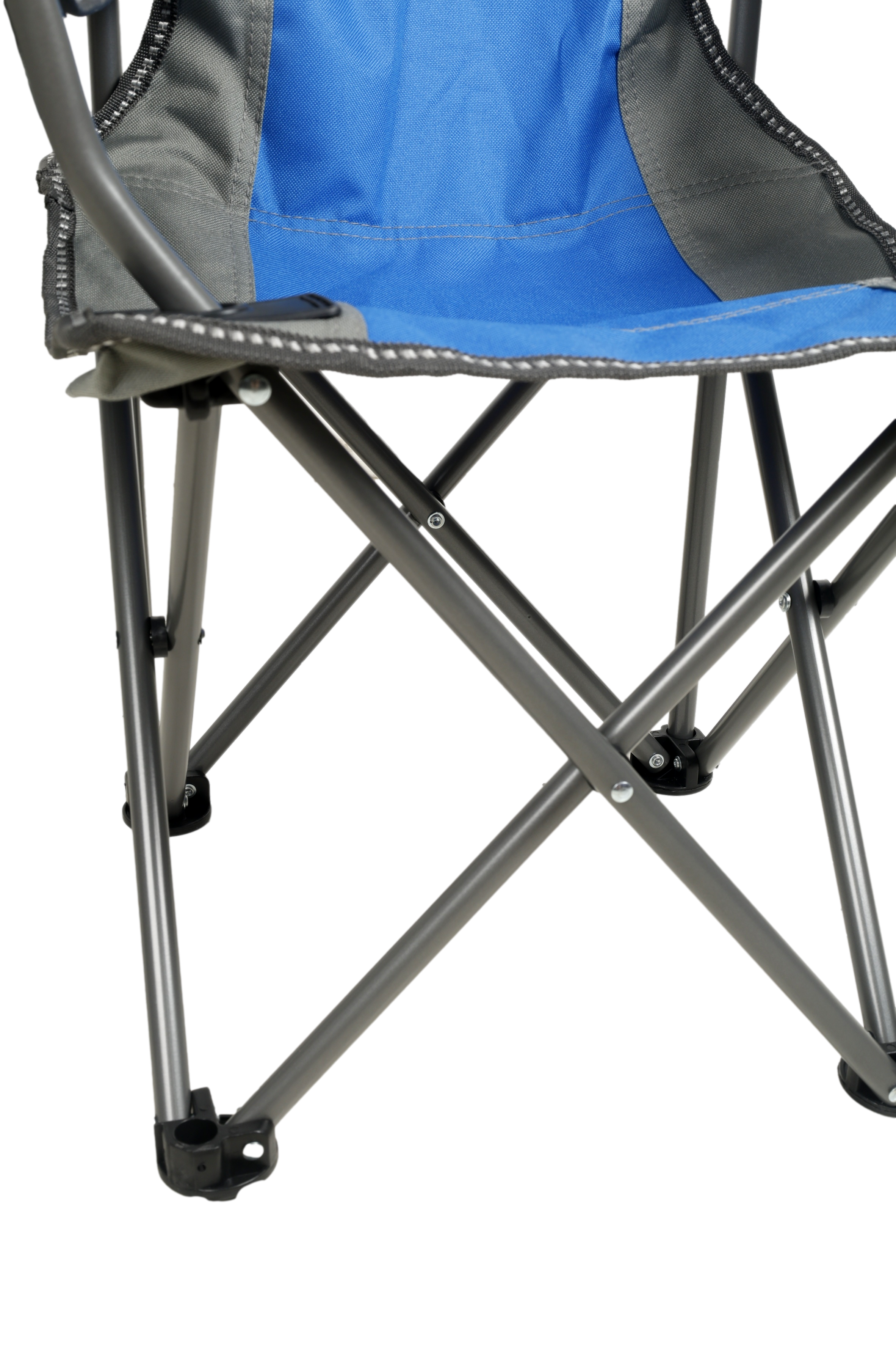 WILDTRAK™ KIDZ Blue/Grey Foldable Camp Chair, Easy Clean Fabric, Drink Holder, Weight Rated 100kg, Carry Bag with Shoulder Strap